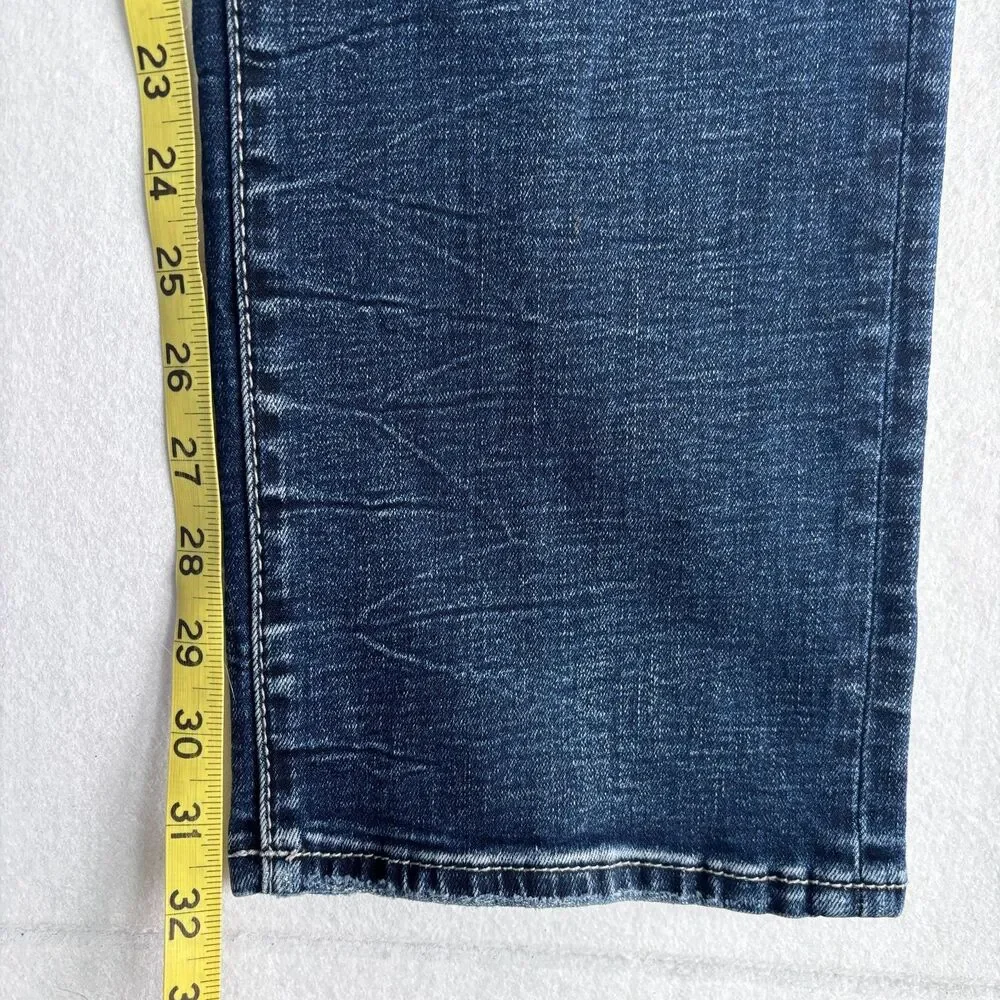 BKE Jake Straight Jean Mens 34x34 Dark Wash Distressed Whiskers Straight Leg